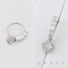 MULTI CZ DANGLING HEART 316L SURGICAL STEEL NOSE HOOP NOSE RING